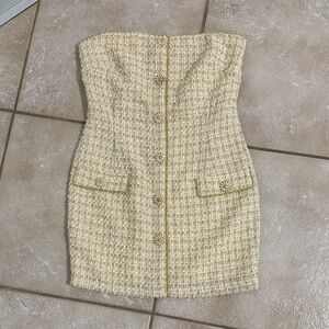 Eva Franco Ivory and Gold Trim Dress